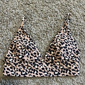 Triangle cheetah print swimsuit top